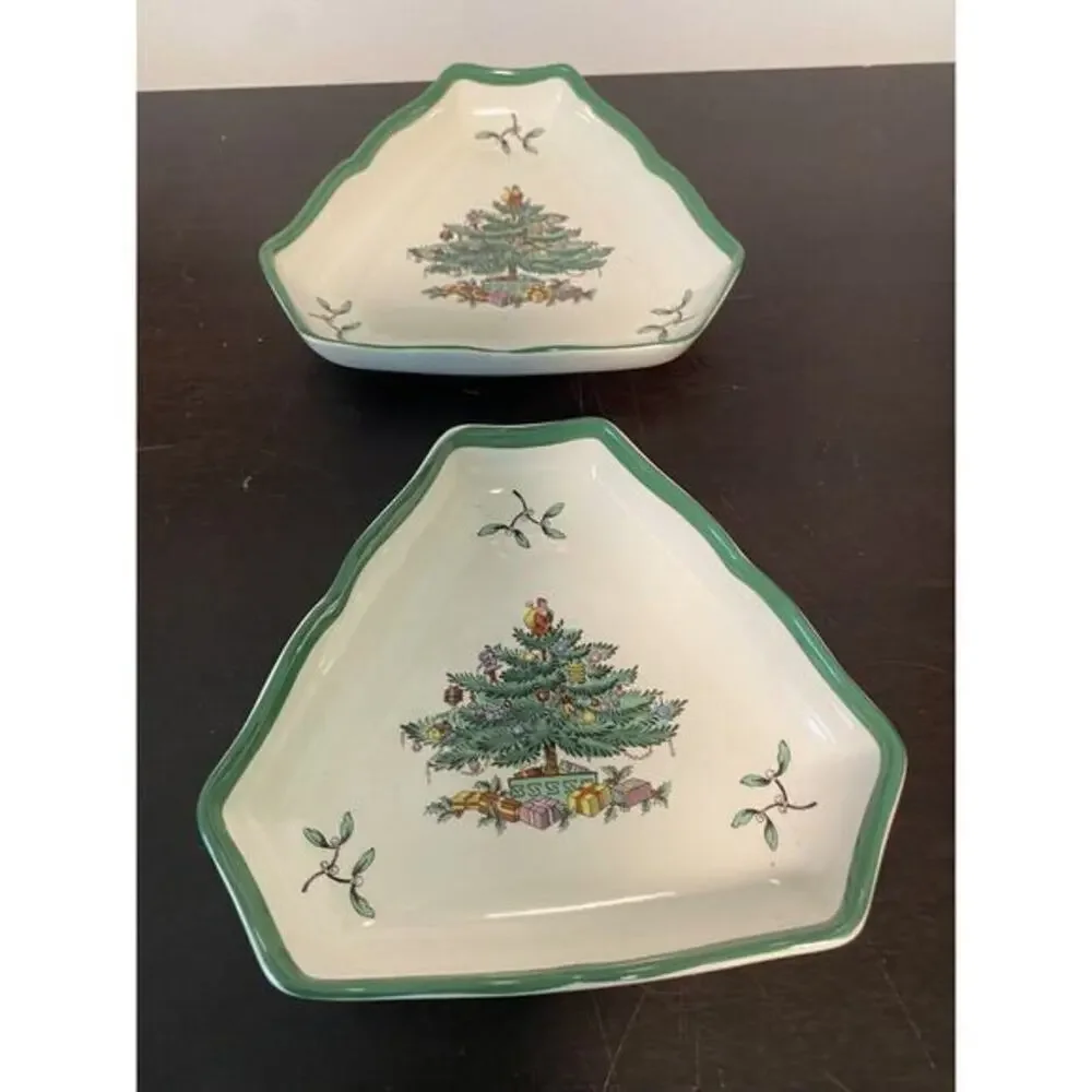 Spode Christmas tree triangle shape candy/trinket dish 5